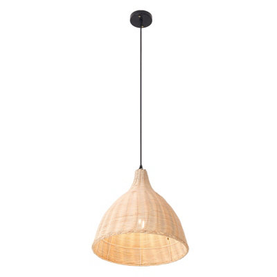 60W Rattan Semi-Open E27 Socket Ceiling Lamp Pendant Light with 3-Colour Dimming