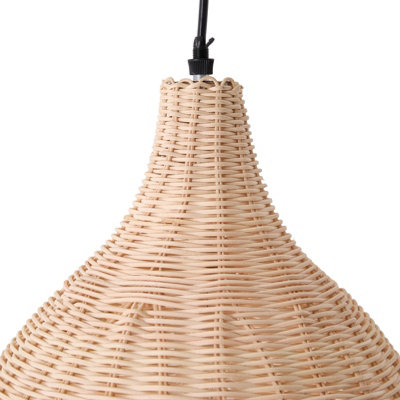 60W Rattan Semi-Open E27 Socket Ceiling Lamp Pendant Light with 3-Colour Dimming