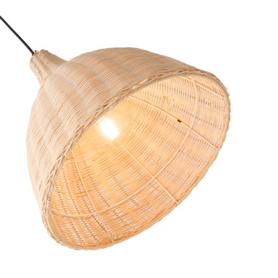 60W Rattan Semi-Open E27 Socket Ceiling Lamp Pendant Light with 3-Colour Dimming