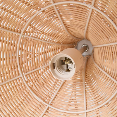 60W Rattan Semi-Open E27 Socket Ceiling Lamp Pendant Light with 3-Colour Dimming