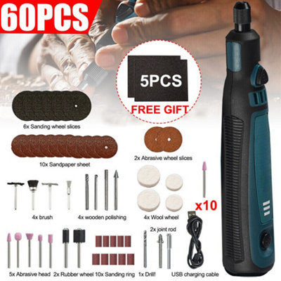 60x Cordless Rechargeable Electric Mini Drill Grinder Engraving Pen Rotary Tool