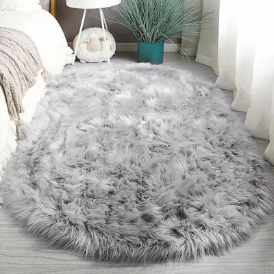 60X120cm Light Luxury Plush Elliptical Anti Slip Floor Mat