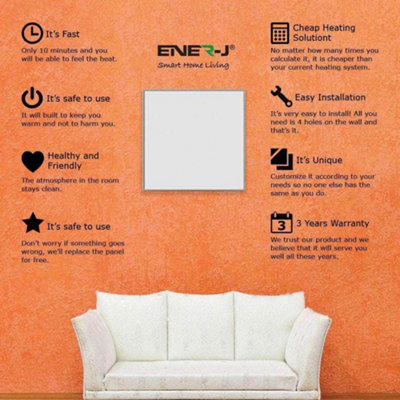 60x60cms Infrared Heating Panel 360W, UK Plug with Thermostat