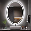 60x80cm Oval LED Bathroom Mirror with Light, Illuminated Backlit Wall Mounted with 3 Colors Light
