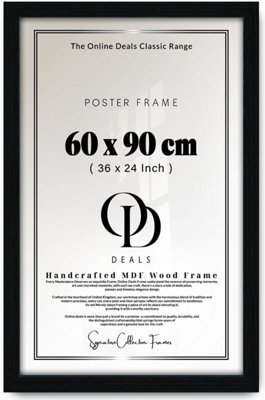 60x90cm Picture Frame MDF Flat Wood Effect Frame with Perspex Front Black