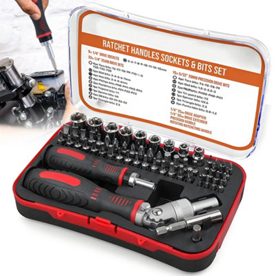 61-Piece Ratchet Screwdriver & Socket Set - Magnetic Bit Kit with ...