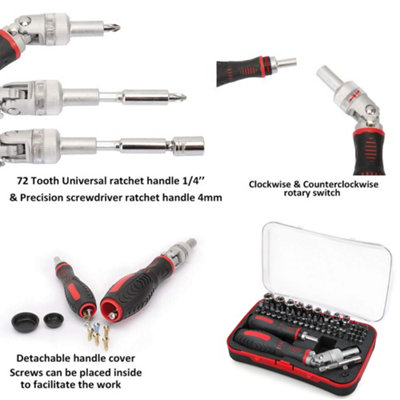 61-Piece Ratchet Screwdriver & Socket Set - Magnetic Bit Kit with ...
