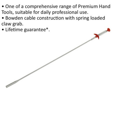 610mm Flexible Claw Pick Up Tool - Spring Loaded Claw Grab - Bowden Cable