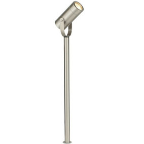 610mm Outdoor Ground Spike Lamp Wall & Sign Light GU10 Brushed Steel & Glass