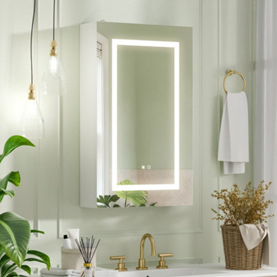 B&Q -  Sleek Led Bathroom Cabinet With Mirror And Anti-Fog Light 3 Colors Bathroom Mirror Cabinet