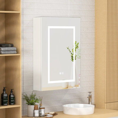 B&Q -  Sleek Led Bathroom Cabinet With Demister And Storage 50X70 Cm Bathroom Mirror Cabinet