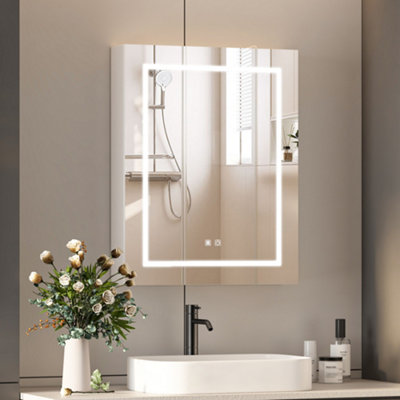 Keepreaper Sleek Led Bathroom Mirror Cabinet With Shaver Socket And 3 Color Lights from B&Q
