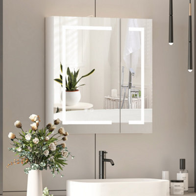 Keepreaper Sleek Led Bathroom Mirror Cabinet 60X65 With Shaver Socket And Anti-Fog 3-Color Lighting from B&Q