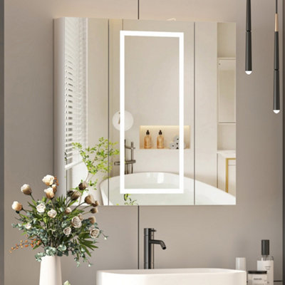 Keepreaper Sleek Led Bathroom Mirror Cabinet With Shaver Socket And Anti-Fog 3 Door Design from B&Q