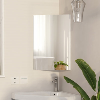 B&Q -  Sleek Corner Bathroom Cabinet With Mirror 40 X 60 Cm Wall Mounted Storage Bathroom Cabinet