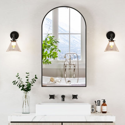 B&Q -  Sleek Arched Bathroom Mirror Cabinet With Storage 50X90 Cm Bathroom Cabinet