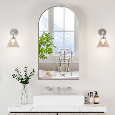 B&Q -  Sleek Arched Bathroom Cabinet With Mirror And Storage 50X90 Cm Bathroom Mirror Cabinet