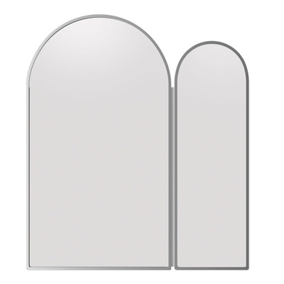 B&Q -  Arch Bathroom Mirror Cabinet 60 X 70 Cm Brushed Nickel 2 Door Wall Mounted With Storage