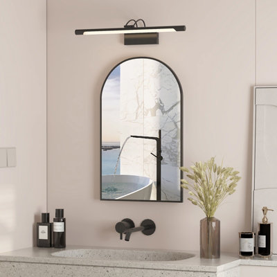 B&Q -  Arch Metal Framed Bathroom Mirror Cabinet Brushed Black 42 X 68 Cm Wall Mounted Recessed