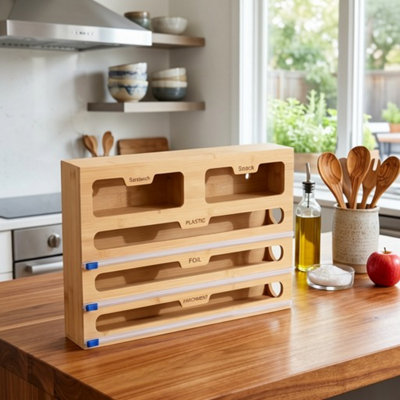  - 5 In 1 Kitchen Foil Dispenser Cling Film And Tin Foil HolderOrganiser Storage Rack