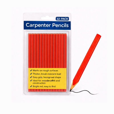 H4H 32 Pack Carpenter Pencils 175mm Woodwork Marking Pencils For Joiners Contractors And Toolbox Use from B&Q