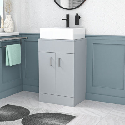 B&Q -  500mm Matte Grey Doors Vanity UnitWorktop With Square Bowl Basin
