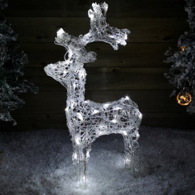 61cm Light up Soft Acrylic Standing Christmas Reindeer with White LEDs