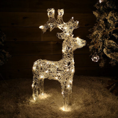 61cm Soft Acrylic Flashing LED Reindeer Christmas Decoration with Timer in Warm White Price Comparisons | Compare The Build