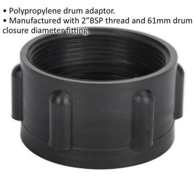 61mm DIN 61 / 31 Drum Adaptor - 2" BSP Thread - 61mm Drum Closure Diameter