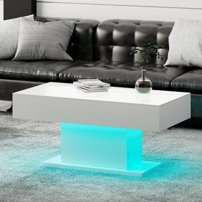 Keepreaper Sleek Modern Coffee Table With Led Lights And High Gloss Finish from B&Q