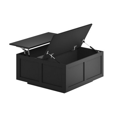 Keepreaper Stylish Lift Top Coffee Table With Large Hidden Storage In Black Wood from B&Q