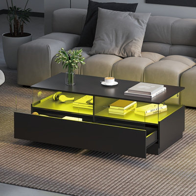 Keepreaper Sleek Modern Coffee Table With Storage And Led Light from B&Q