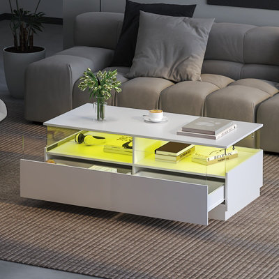 Keepreaper Sleek Modern Coffee Table With Storage And Led Light from B&Q
