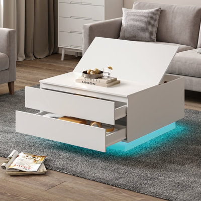 Keepreaper Sleek Modern Coffee Table With Storage And Led Light from B&Q