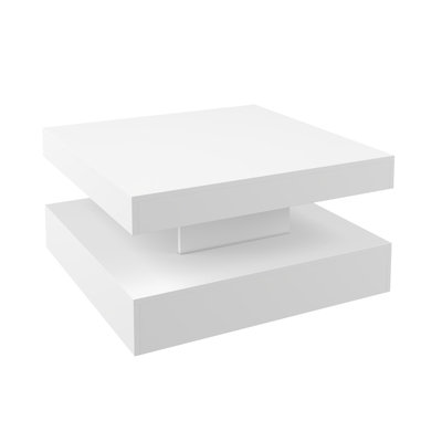 Keepreaper Modern White Two Tier Square Coffee Table With Led Light Storage And Contemporary Wood Design For Living Room Dining from B&Q