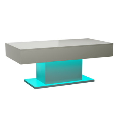 Keepreaper Modern Grey High Gloss Rectangular Wooden Coffee Table With 16 Color Led Light For Living Room Dining Room Reception from B&Q