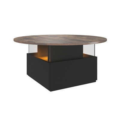 Keepreaper Round Led Coffee Table With Storage Square Acrylic And 2 Sliding Drawers Rustic Center Table For Living Room from B&Q