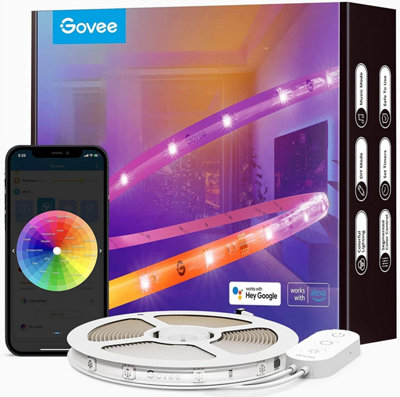Govee Rgbic Alexa Led Strip Light5 M Smart Wifi App ControlAnd Google Assistant CompatibleMusic Sync Lights For Bedroom from B&Q