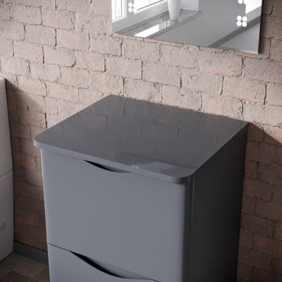 Nes Home 500mm Steel Grey Round Corner Mdf Bathroom Worktop For Vanity Cabinet from B&Q