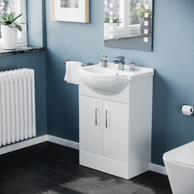 Nes Home Dyon 550mm Floorstanding Basin Vanity Unit White from B&Q