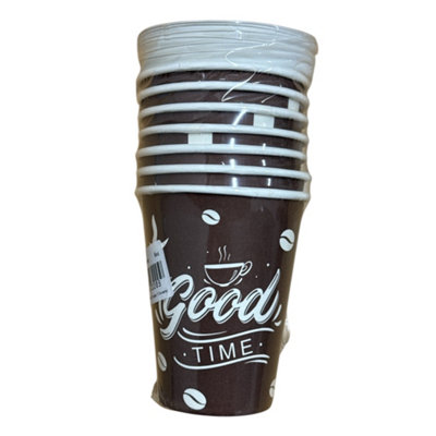 Maestro craft 7Pcs Disposable Coffee Cups With Lid 8Oz Brown Kraft Paper Cups For Hot & Cold Drinks