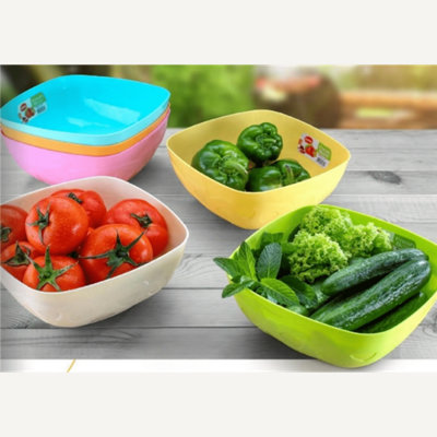 Maestro craft Plastic Cereal Bowls Coloured Square Breakfast Oatmeal Soup Bowls Picnic 3400Ml from B&Q