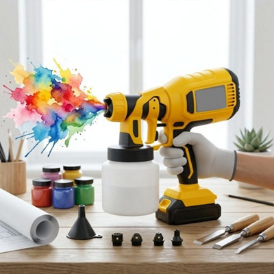  - Cordless Paint Sprayer 18V Hvlp Spray Gun Tank 3 Nozzle System