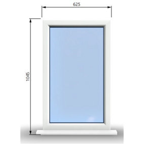 625mm (W) x 1045mm (H) PVCu StormProof Casement Window - 1 Non Opening Window  - Toughened Safety Glass - White