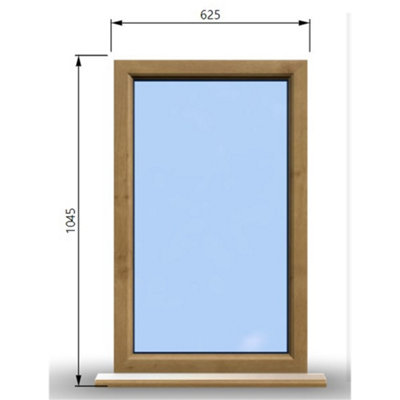 625mm (W) x 1045mm (H) Wooden Stormproof Window - 1 Window (Non Opening) - Toughened Safety Glass