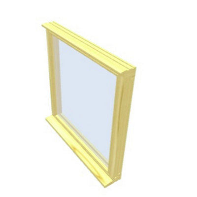 625mm (W) x 1045mm (H) Wooden Stormproof Window - 1 Window (Non Opening) - Toughened Safety Glass