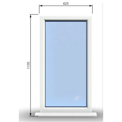 625mm (W) x 1195mm (H) PVCu StormProof Casement Window - 1 Non Opening Window  - Toughened Safety Glass - White