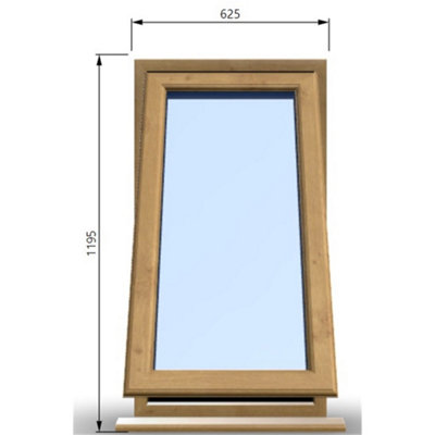 625mm (W) x 1195mm (H) Wooden Stormproof Window - 1 Window (Non Opening) - Toughened Safety Glass