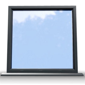 625mm (W) x 745mm (H) Aluminium Flush Casement Window - 1 Non Opening Window - Anthracite Internal & External