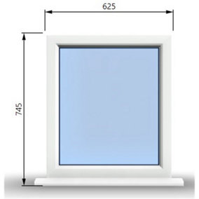 625mm (W) x 745mm (H) PVCu StormProof Casement Window - 1 Non Opening Window  - Toughened Safety Glass - White